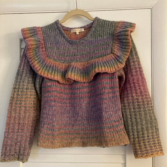 LoveShackFancy Yumi Rainbow Ruffle Sweater Pullover - Picture 8 of 13